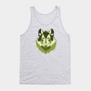 Geometric Green Wolf Tank Top